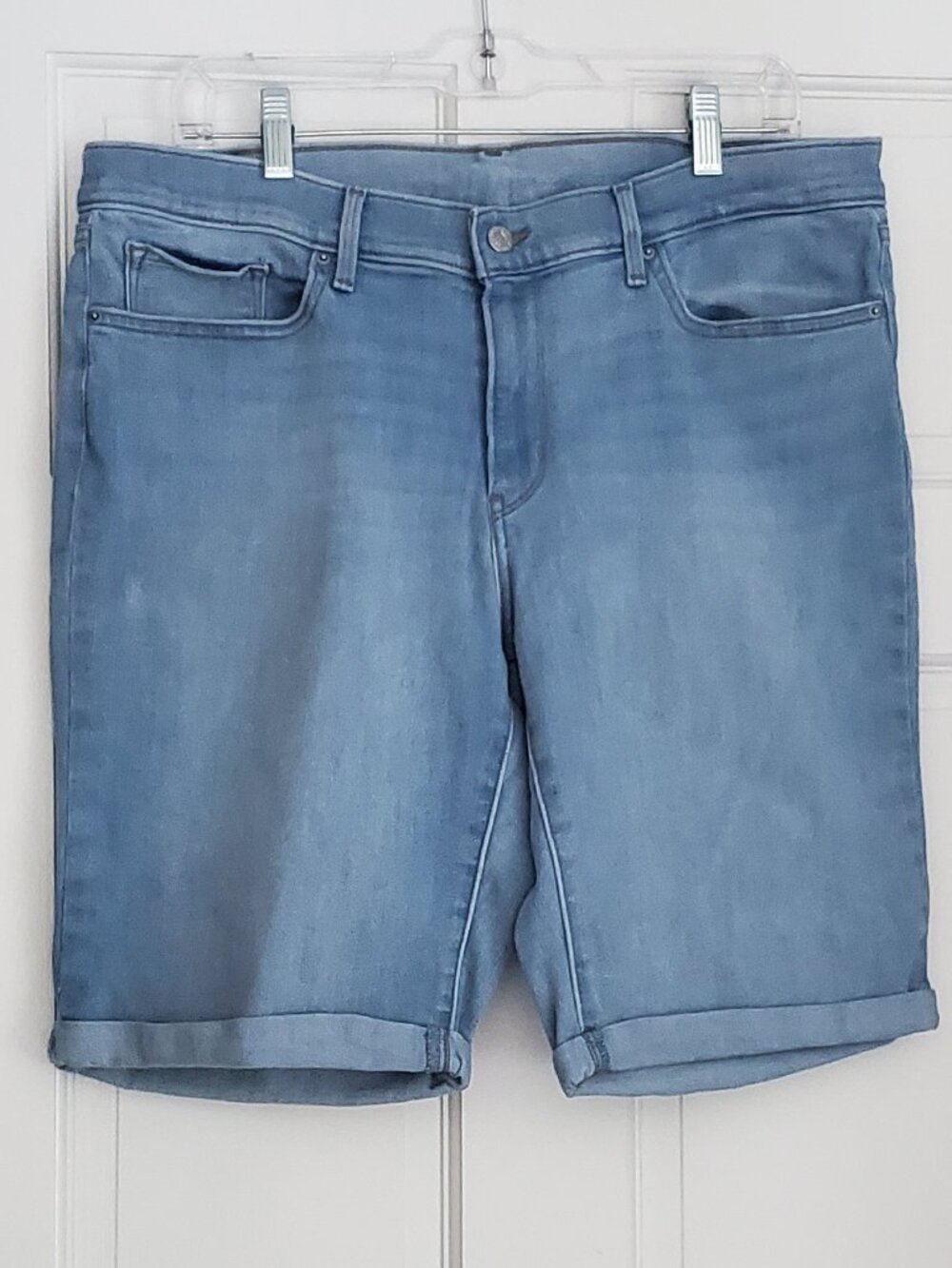 Levis Classic Roll Cuff Mid Length Light Wash Stretch Denim Shorts